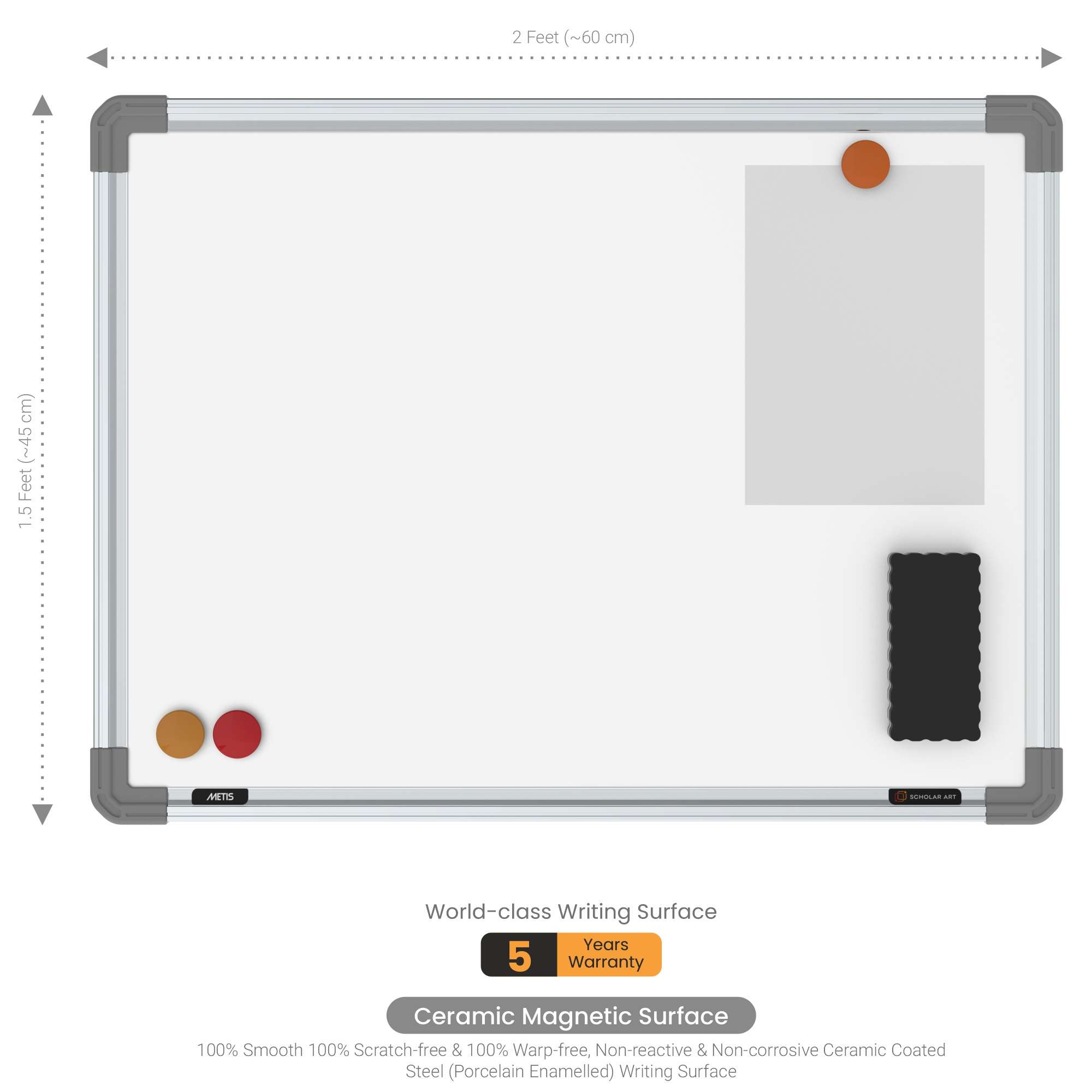 Ceramic magnetic white board